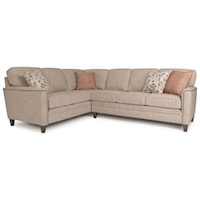 Customizable 2-Piece Sectional with Art Deco Arms, Tapered Legs and Semi-attached back