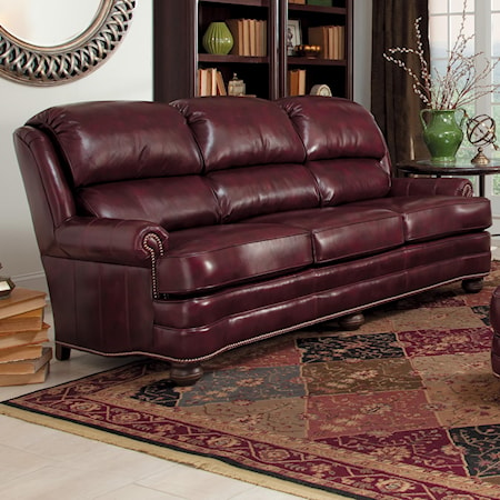Upholstered Leather Stationary Sofa