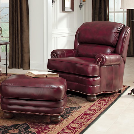 Leather Upholstered Chair and Ottoman