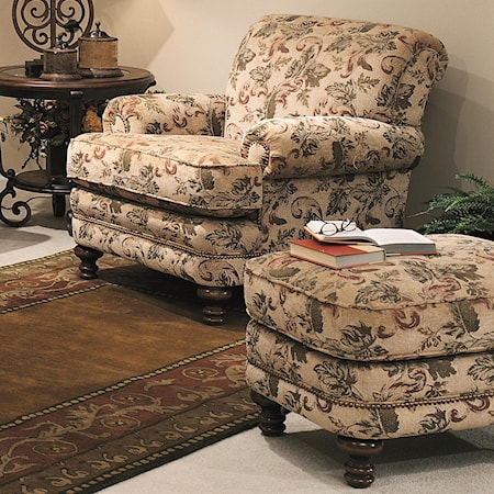 Traditional Styled Chair and Ottoman Set