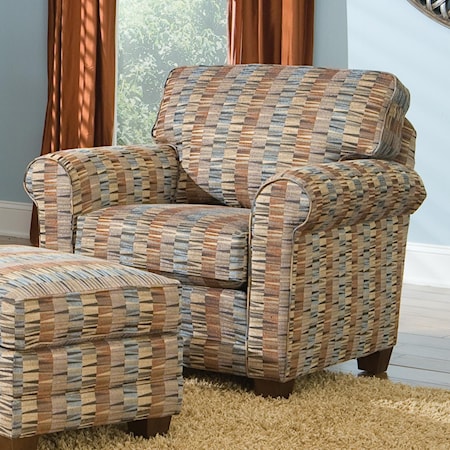 Casual Stationary Chair with Rolled Arms