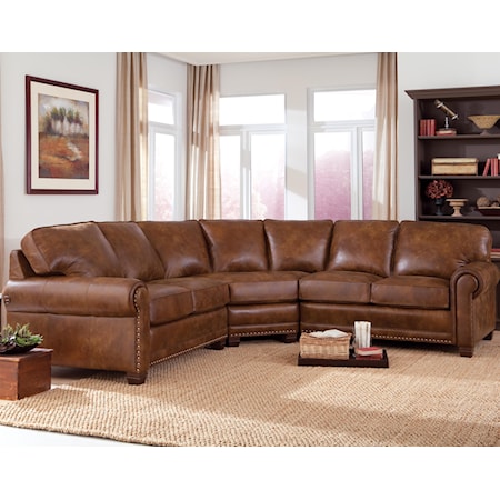 Traditional 3-piece Sectional Sofa with Nailhead Trim