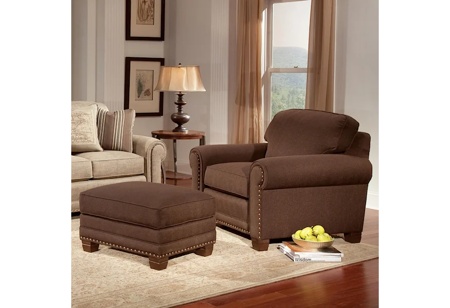 393 Traditional Chair and Ottoman by Smith Brothers at Saugerties Furniture Mart