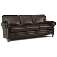 Stationary Sofa with Rolled Arms and Nail Head Trim