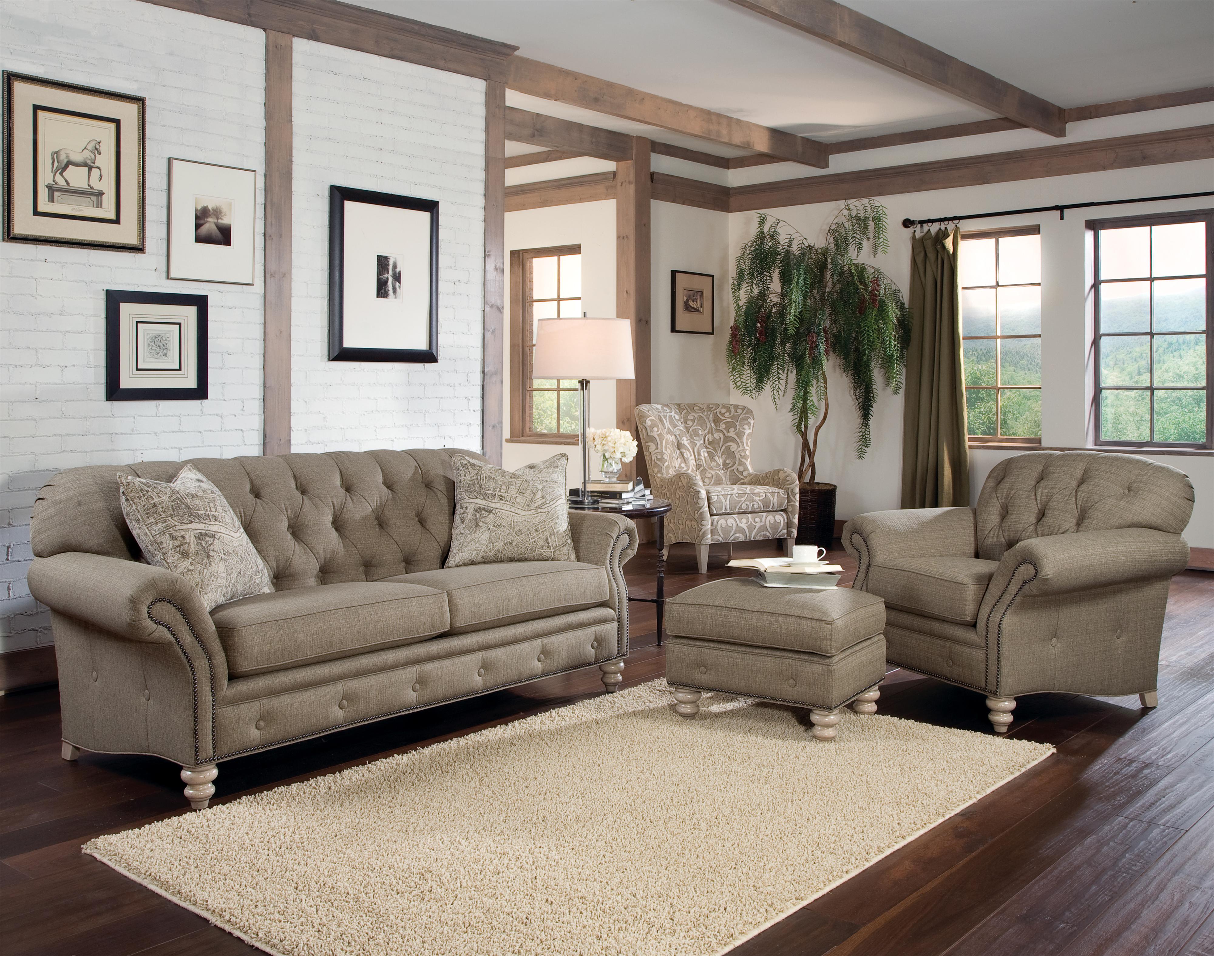 Smith Brothers 396 Traditional ButtonTufted Sofa with Nailhead Trim