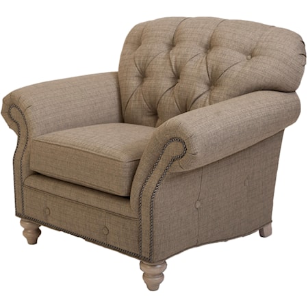 Traditional Button-Tufted Chair with Nailhead Trim