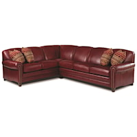 Stationary Sectional with Rolled Arms and Nail Head Trim