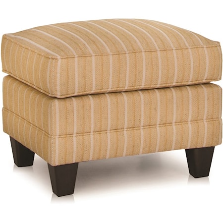 Upholstered Ottoman with Tapered Wood Block Legs