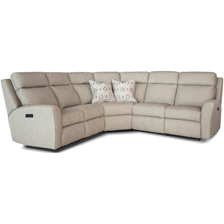 Casual Motorized Reclining Sectional Sofa with Flared Arms