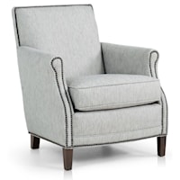 Casual Chair with Rolled Scooped Arms and Nailhead Trim