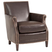 Casual Chair with Rolled Scooped Arms and Nailhead Trim