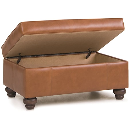 Storage Ottoman with Turned Legs