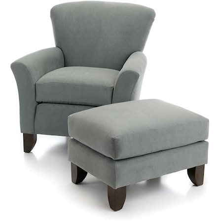 Upholstered Chair & Ottoman w/ Tapered Legs