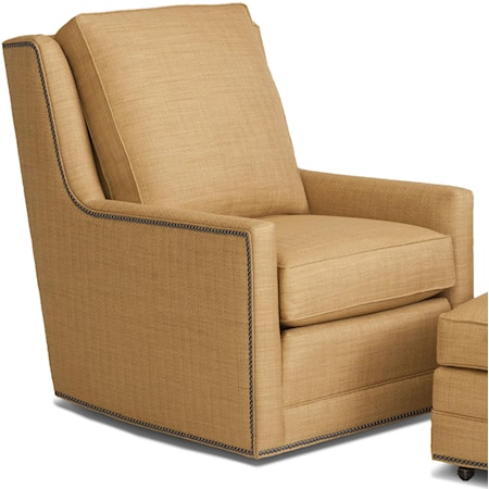 Transitional Swivel Glider Chair with Nailhead Trim
