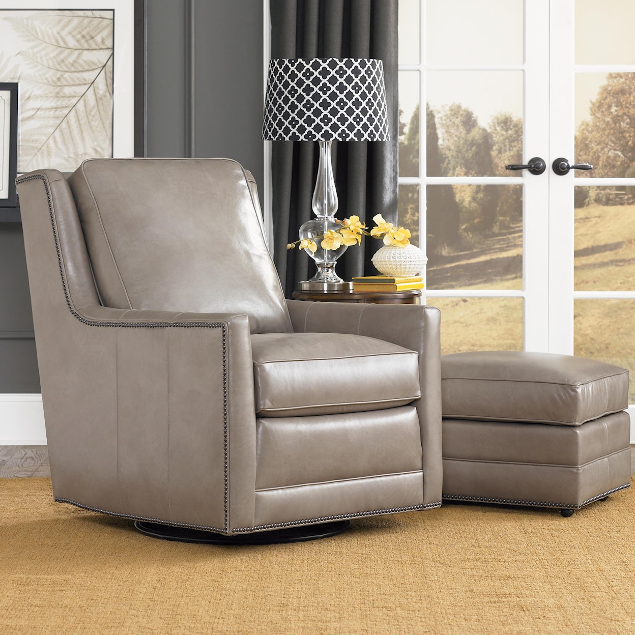 Smith Brothers Accent Chairs and Ottomans SB Swivel Chair and Ottoman Set