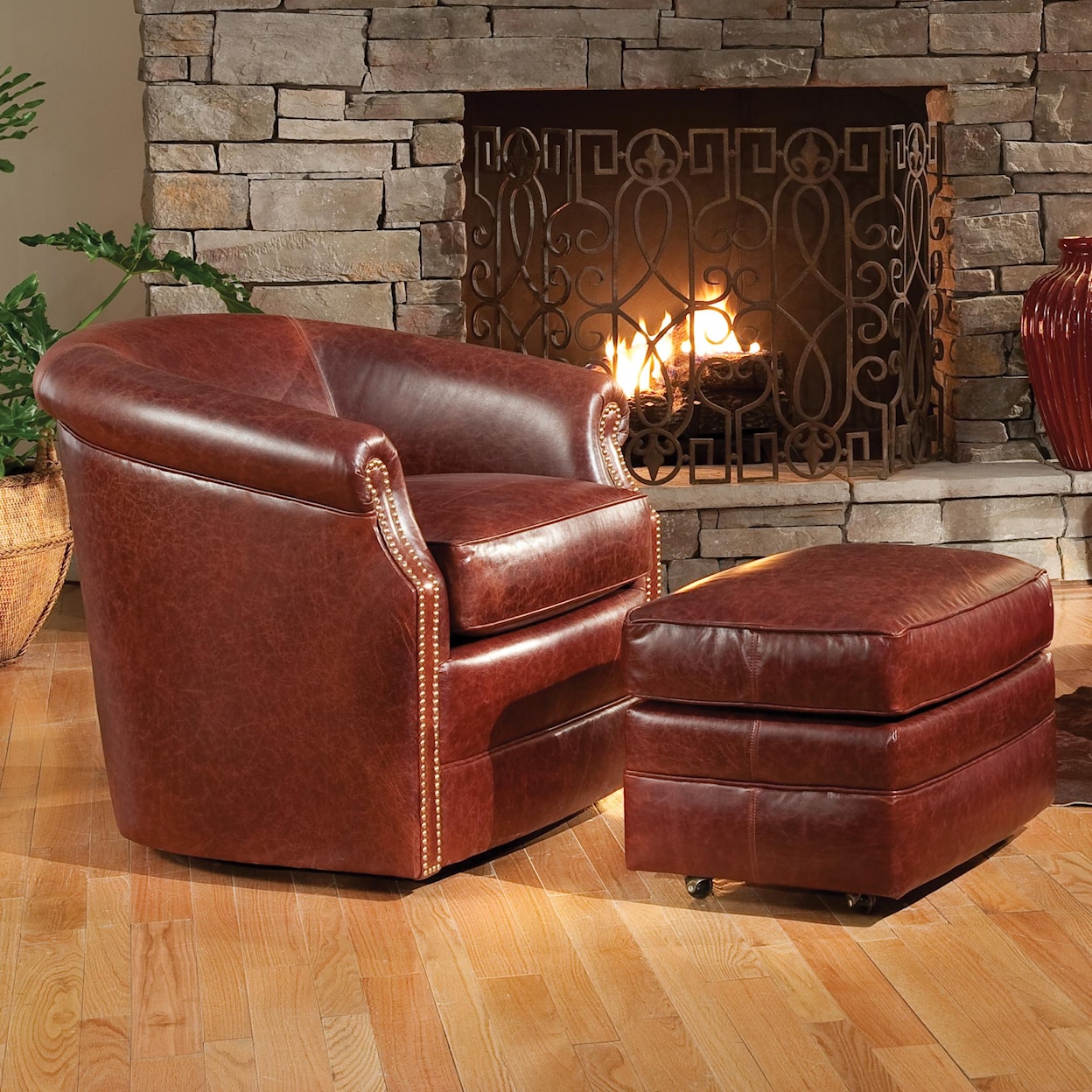 Smith Brothers Accent Chairs and Ottomans SB Barrel Swivel Chair