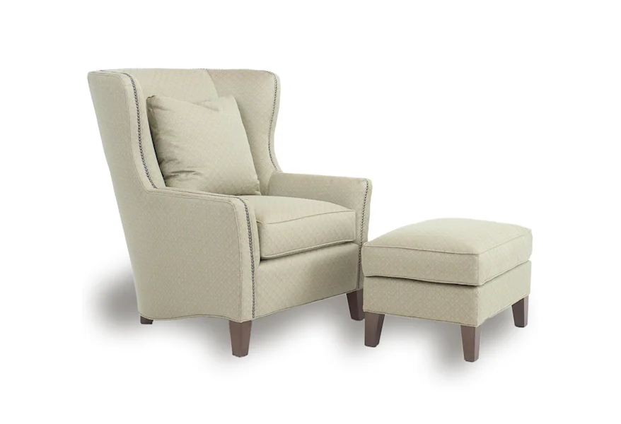 Accent Chairs and Ottomans SB Wingback Chair and Ottoman by Smith Brothers at Mueller Furniture