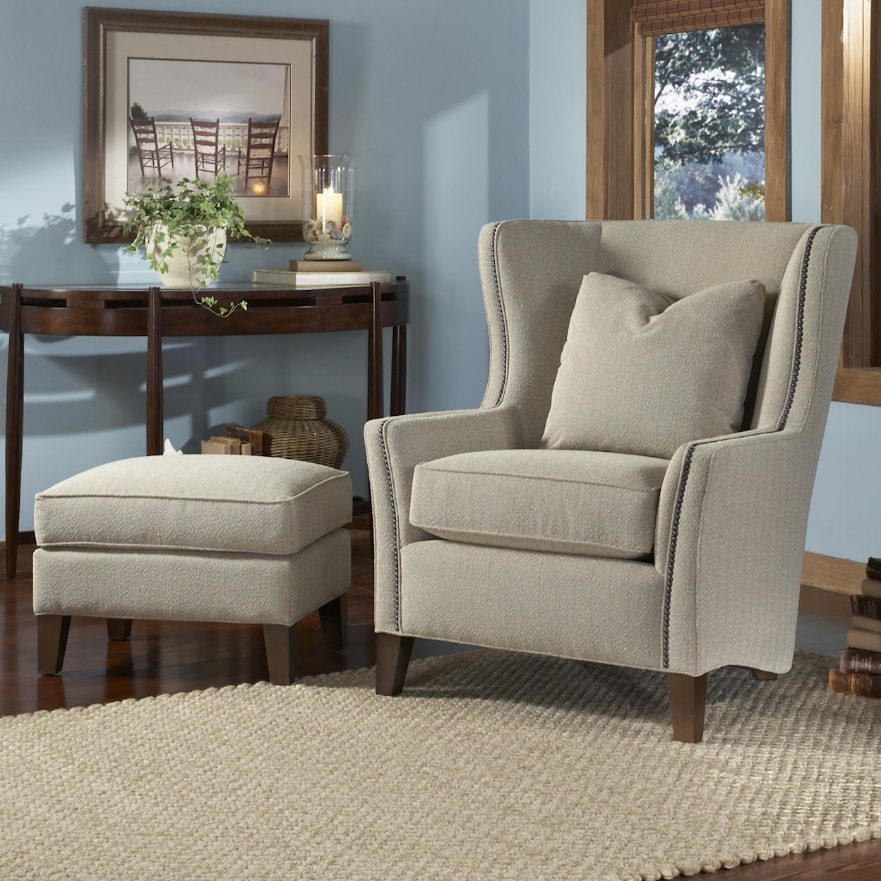 Kirkwood Accent Chairs and Ottomans SB Wingback Chair and Ottoman