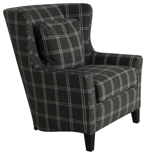 Contemporary Wingback Chair with Track Arms