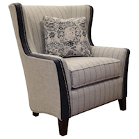 Contemporary Wingback Chair with Track Arms