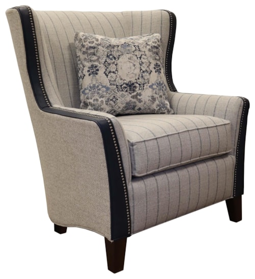 Contemporary Wingback Chair with Track Arms