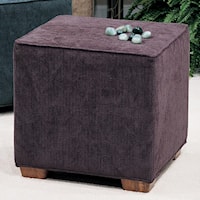 Square Ottoman with Block Wood Feet