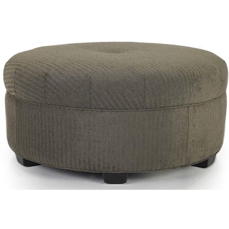 Traditional Round Cocktail Ottoman with Nailhead Trim