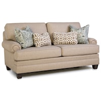 Customizable Mid-Size Sofa with Panel Rolled Arms, Tapered Feet and Loose Pillow Back
