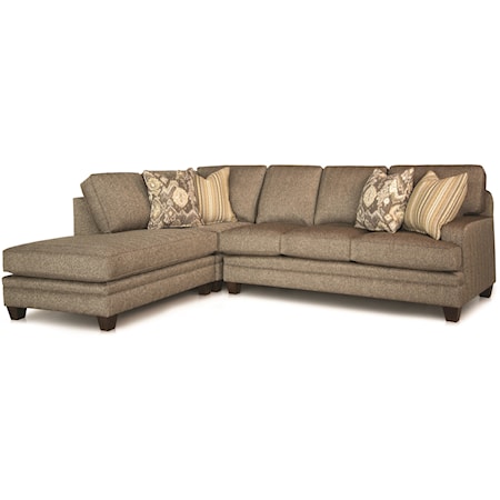 Customizable Chaise Sectional with Track Arms, Tapered Feet and Semi-Attached Cushion