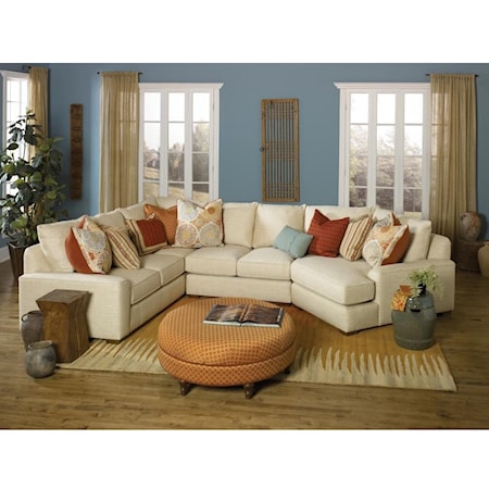 Casual Sectional Sofa with Deco Arms