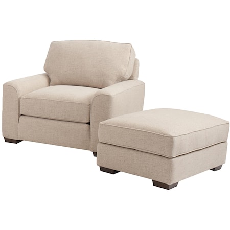 Retro Styled Chair and Ottoman Set