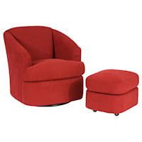 Contemporary Barrel Chair and Ottoman with Casters