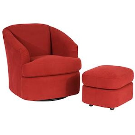 Contemporary Swivel Chair and Ottoman