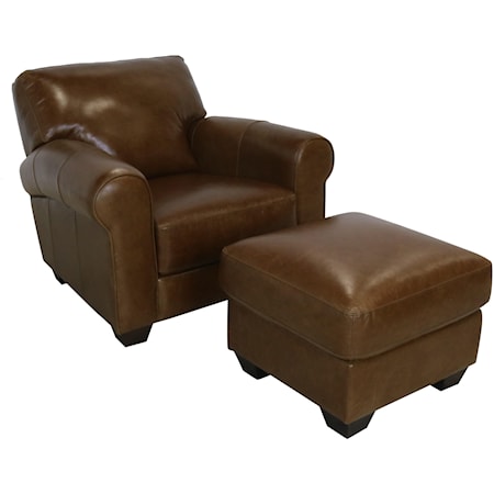 Italian Leather Chair & Ottoman