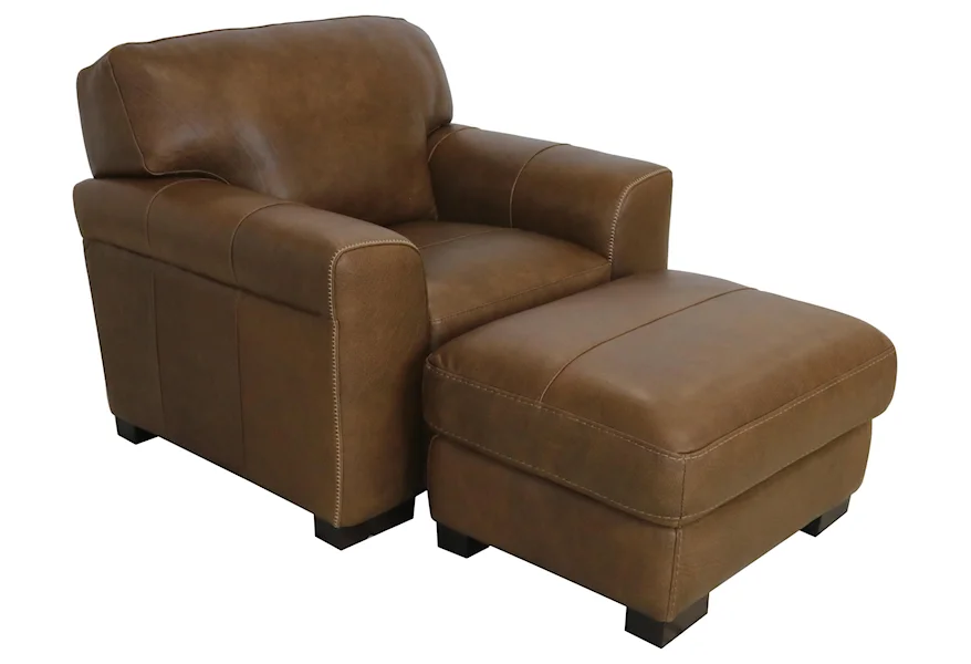 Group 10 Italian Leather Chair & Ottoman by Giovanni Leather at Sprintz Furniture