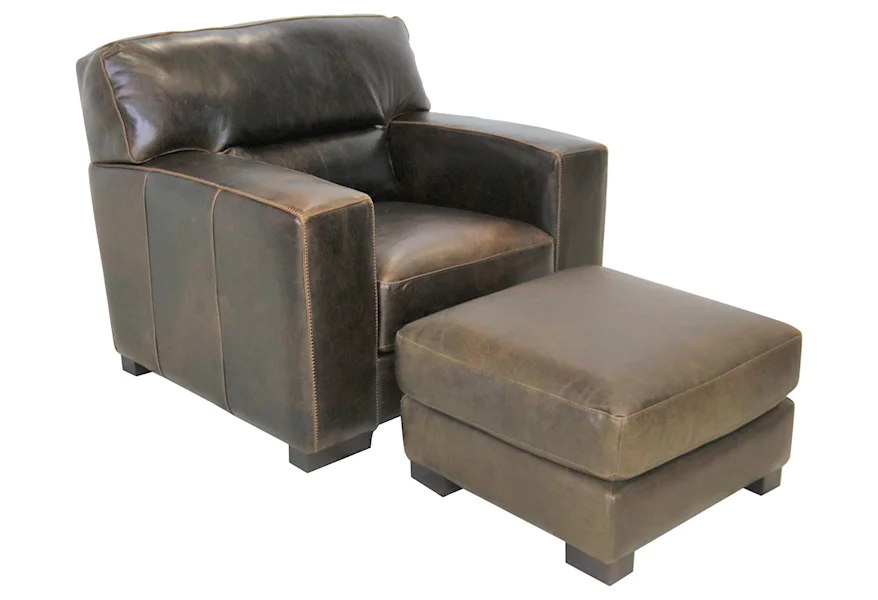 Group 2 Italian Leather Chair and Ottoman by Giovanni Leather at Sprintz Furniture