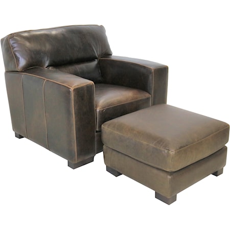 Italian Leather Chair and Ottoman