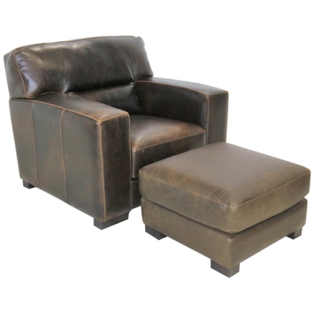 Italian Leather Chair and Ottoman