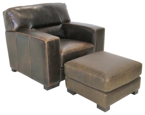 Italian Leather Chair and Ottoman