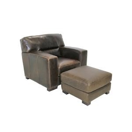 Italian Leather Chair and Ottoman