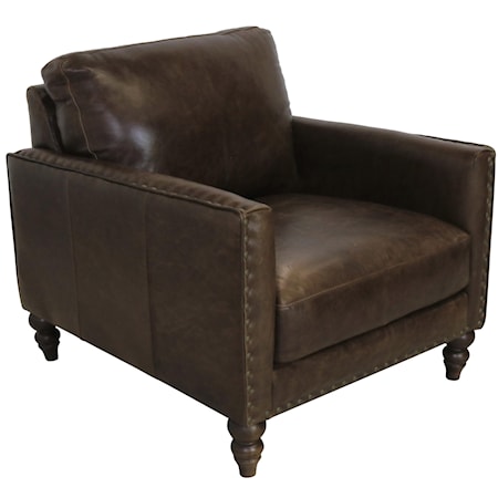 Italian Leather Chair & Ottoman