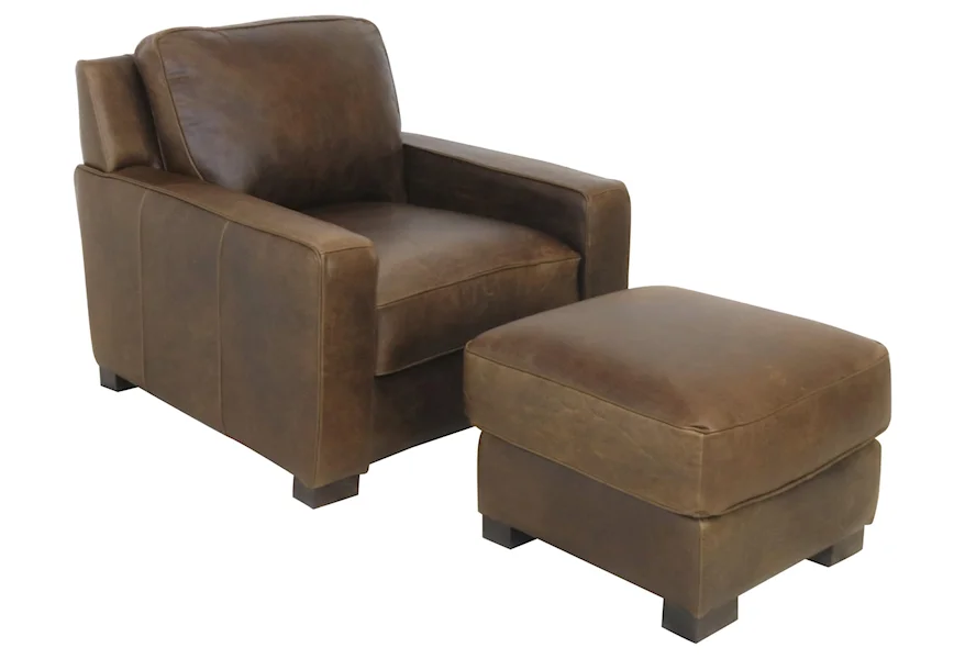 Gio Collection Italian Leather Chair and Ottoman by Giovanni Leather at Sprintz Furniture