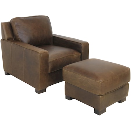 Italian Leather Chair and Ottoman