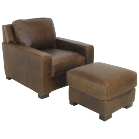 Italian Leather Chair and Ottoman