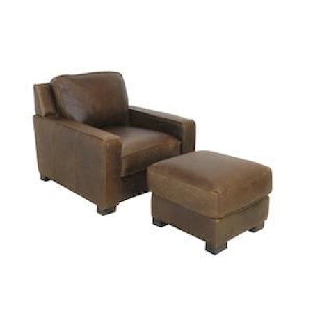Italian Leather Chair and Ottoman