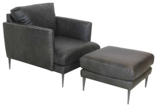 Italian Leather Chair and Ottoman