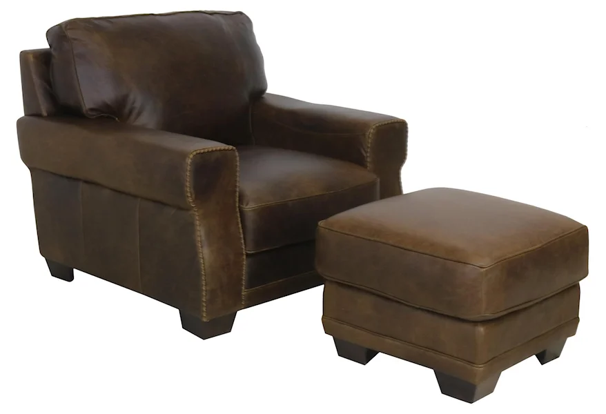 Gio Collection Italian Leather Chair and Ottoman by Giovanni Leather at Sprintz Furniture