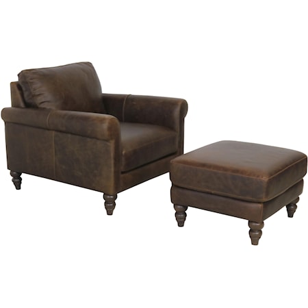 Italian Leather Chair and Ottoman