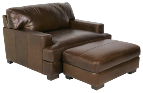 Italian Leather Chair and Ottoman