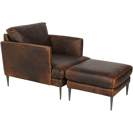 Italian Leather Chair and Ottoman